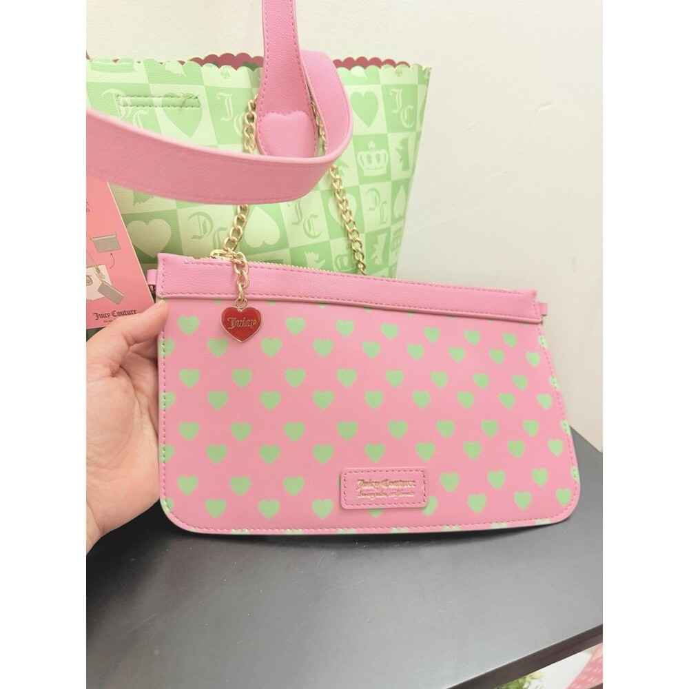 Juicy Couture Sweet Break Time 2-in-1 Tote Retro Green and Pink - Picture 8 of 11